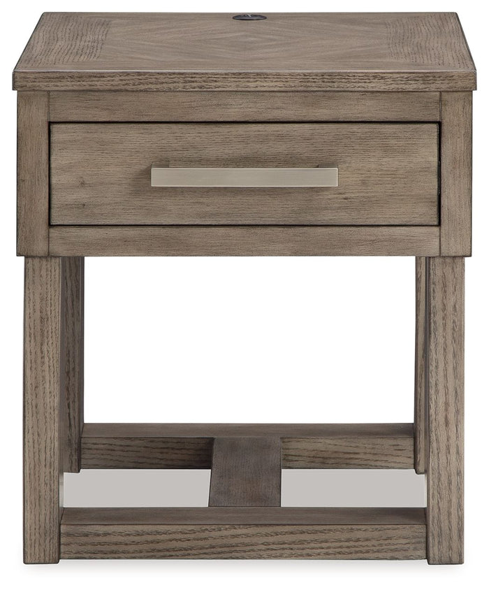Loyaska - Rectangular End Table - Grayish Brown image 3