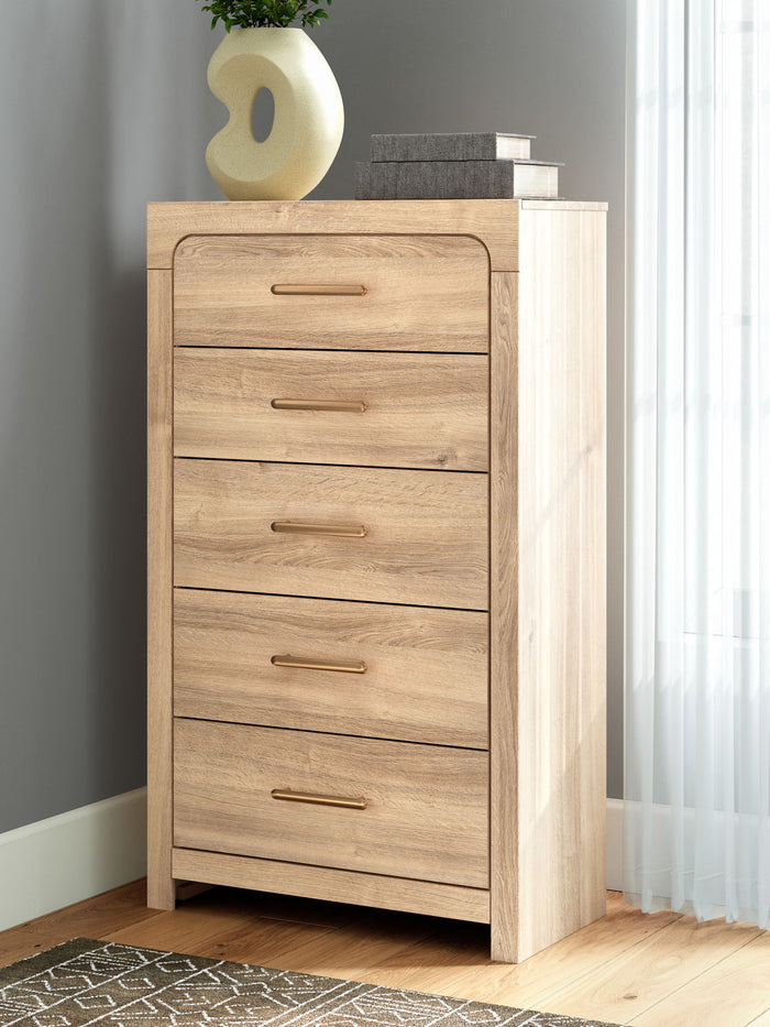 Kinlanni - Five Drawer Chest - Tan image 4
