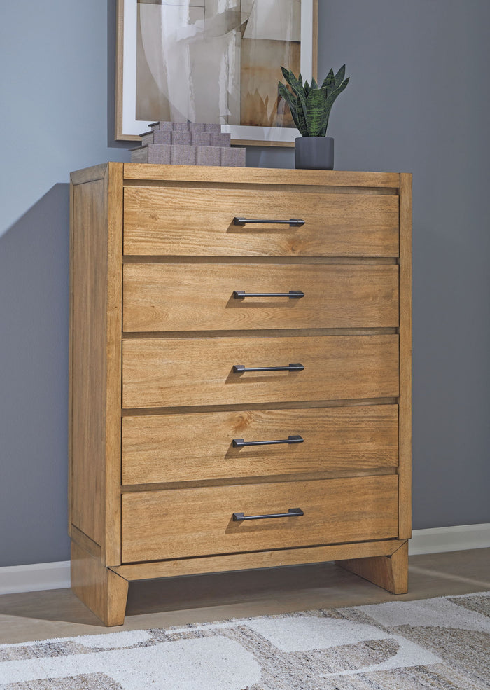 Sherbana - Five Drawer Chest - Light Brown image 4