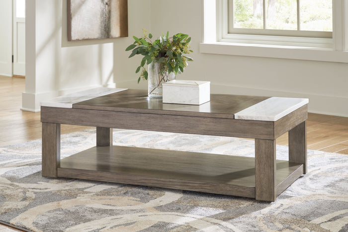 Loyaska - Lift Top Cocktail Table - Grayish Brown / White image 4