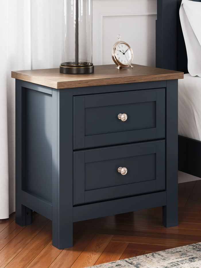 Landocken - Two Drawer Night Stand - Brown / Blue image 4