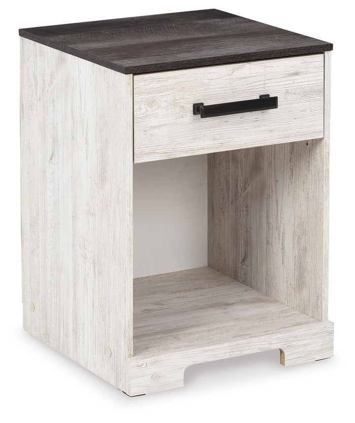 Shawburn - One Drawer Night Stand - Whitewash / Charcoal Gray image 1