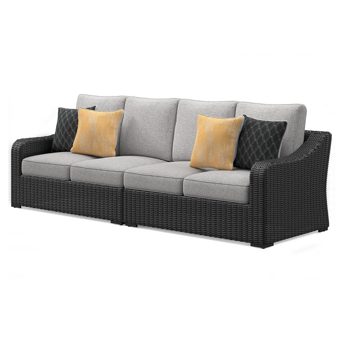 Beachcroft - 2-Piece Outdoor Loveseat with Cushion - Black / Light Gray image 4