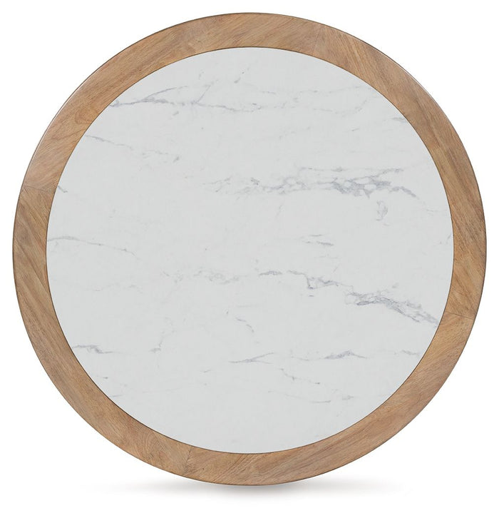 Camdill - Round Cocktail Table - Light Brown / White image 4