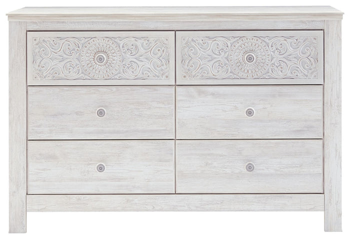 Paxberry - Six Drawer Dresser - Medallion Drawer Pulls - Whitewash image 4