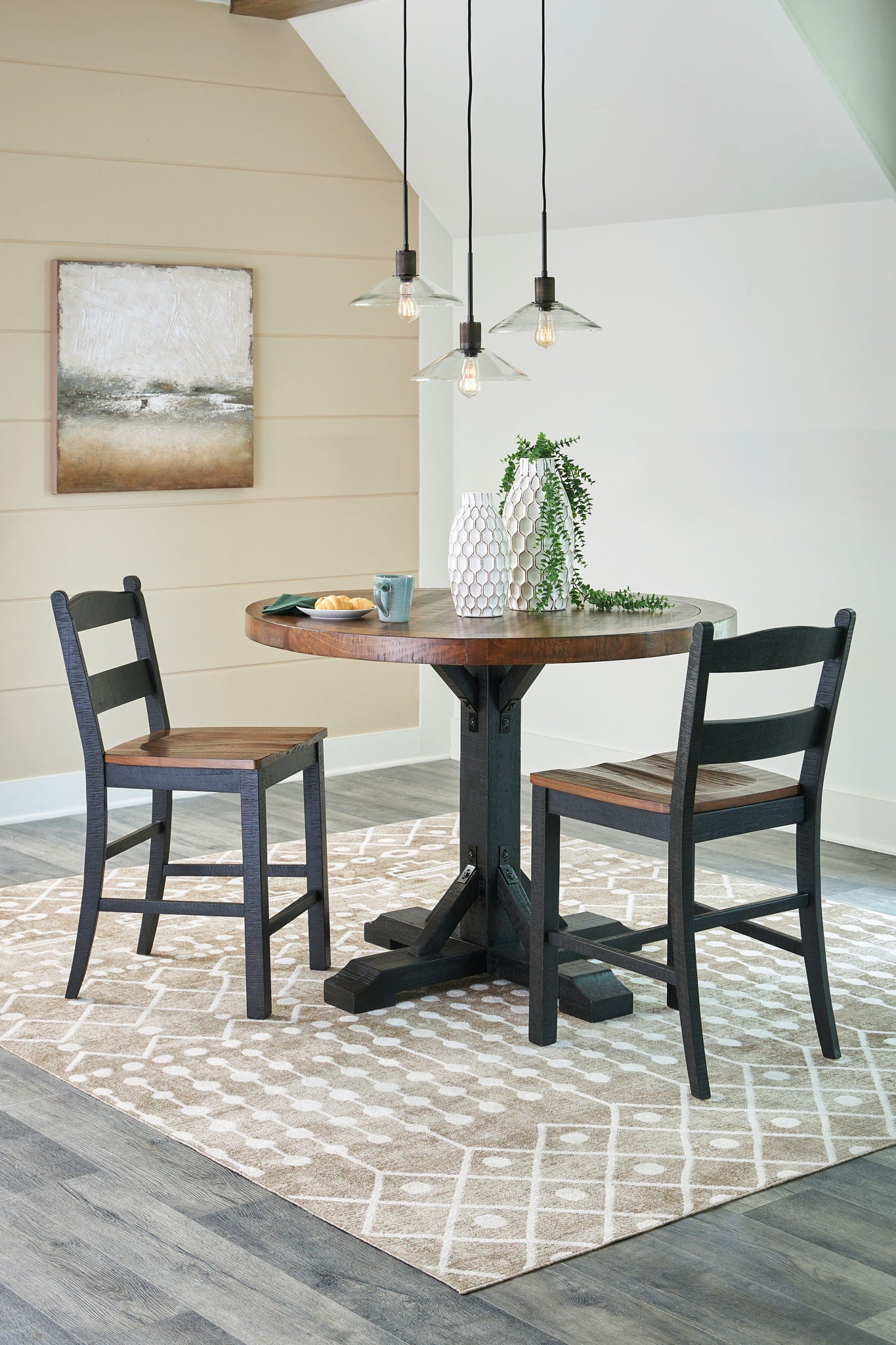 Dark Brown / 4 Pc. Table, 2 Barstools