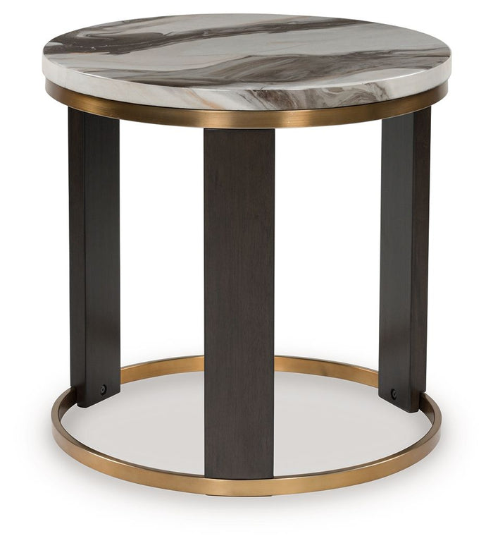 Jazmore - Round End Table - Brown / Brass Finish image 4