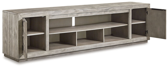 Naydell - XL TV Stand w/Fireplace Option - Gray image 4