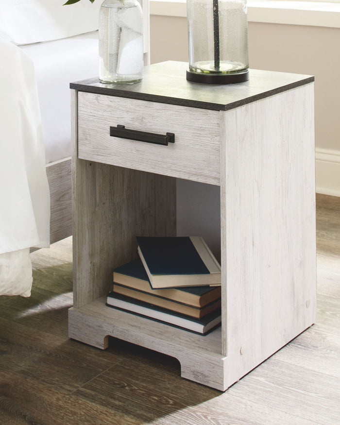 Shawburn - One Drawer Night Stand - Whitewash / Charcoal Gray image 4