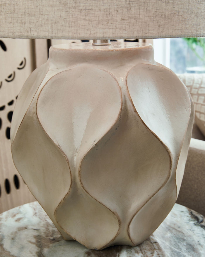 Edselham - Paper Table Lamp - Distressed Cream image 3