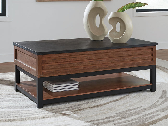 Kallari - Lift Top Cocktail Table - Warm Brown / Black image 4