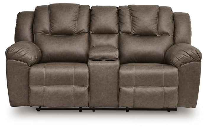 Lowilla - Double Reclining Loveseat With Console - Driftwood image 3