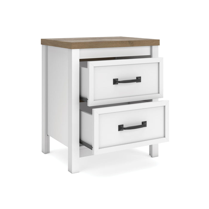 Kerisden - Two Drawer Night Stand - White / Brown image 3