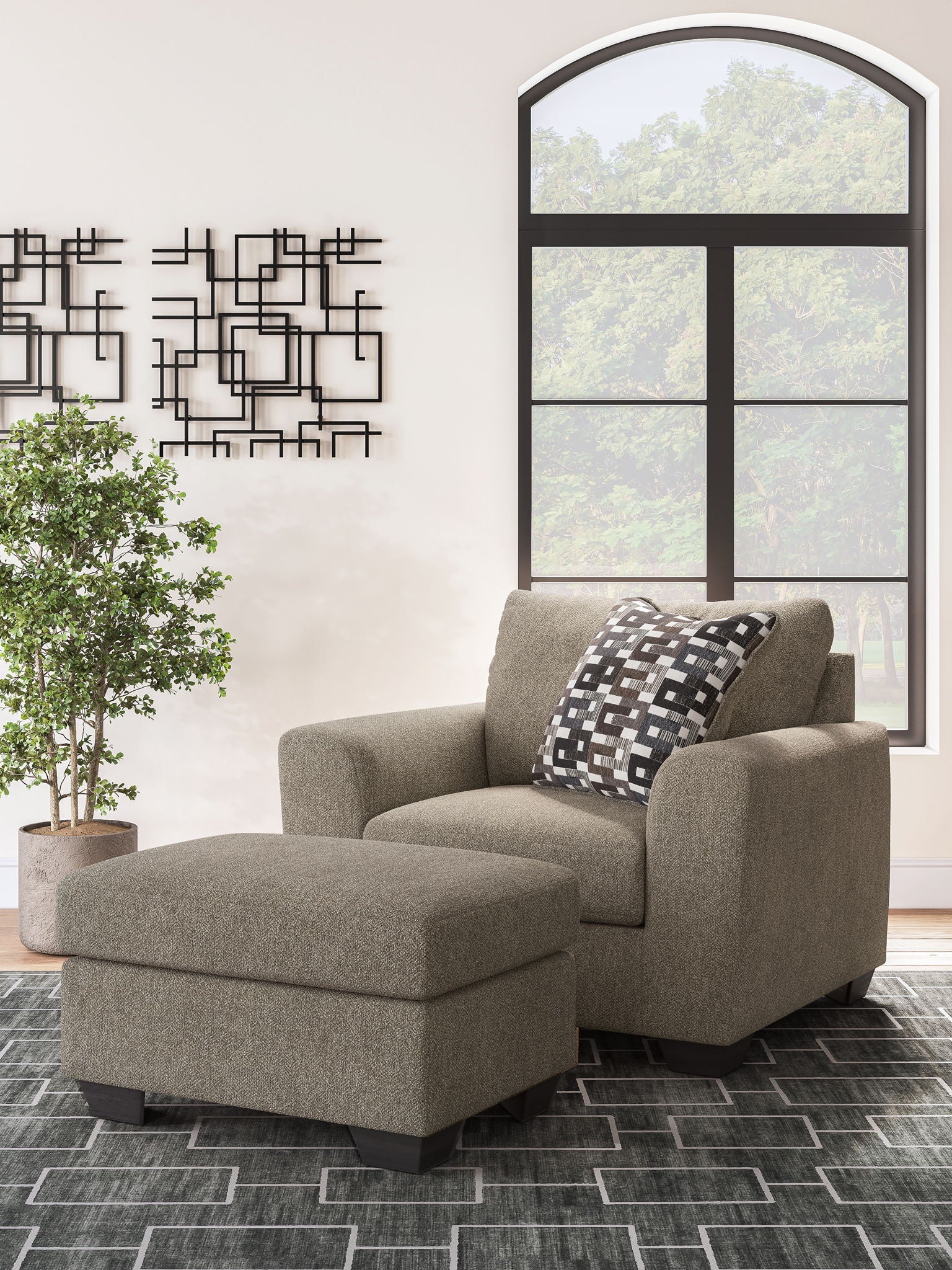 Beige / 2 Pc. Chair And A Half, Ottoman