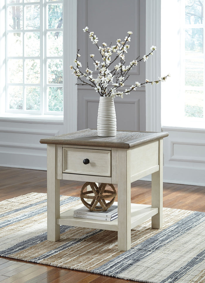 Bolanburg - Rectangular End Table - White / Brown / Beige image 4