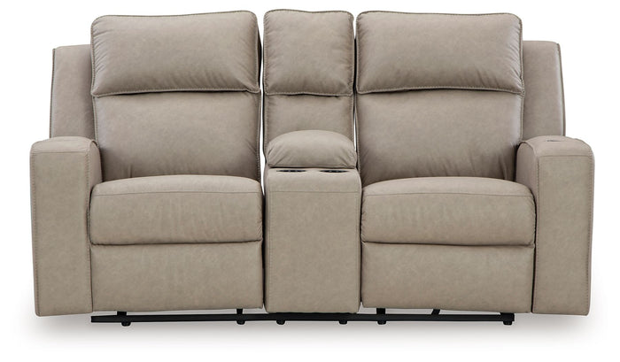 Lavenhorne - Dbl Reclining Loveseat W/Console - Faux Leather - Pebble image 3