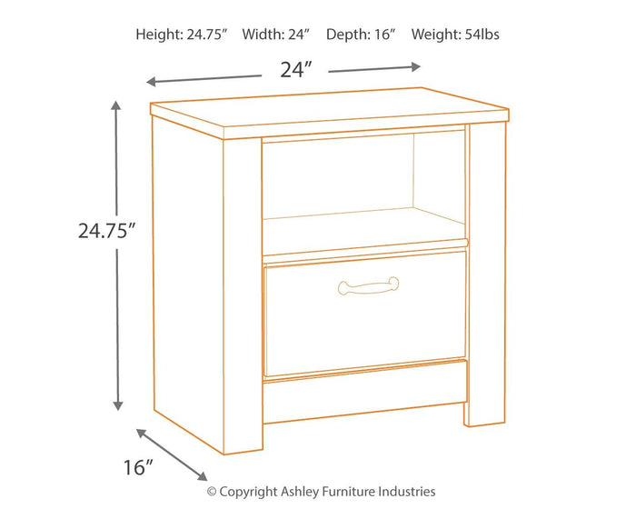 Bellaby - One Drawer Night Stand - Whitewash image 4