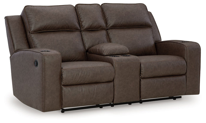 Lavenhorne - Dbl Reclining Loveseat W/Console - Faux Leather - Granite image 1