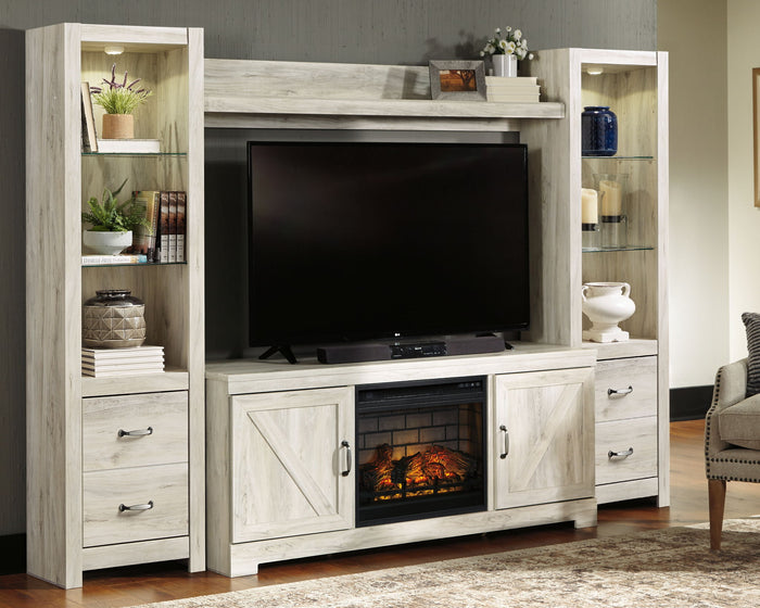 Bellaby - Entertainment Center - TV Stand With Faux Firebrick Fireplace Insert - Whitewash image 3