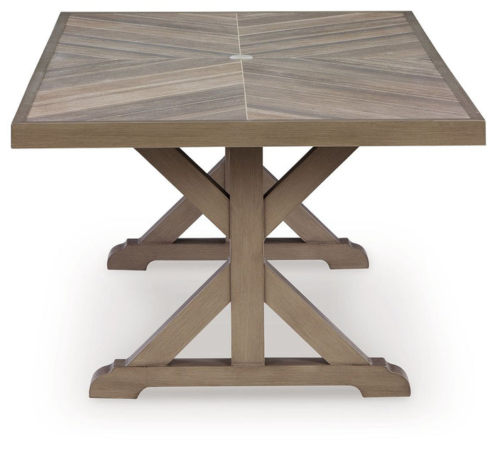 Laguna Heights - Rectangular Dining Table With Umbrella Option - Beige image 4