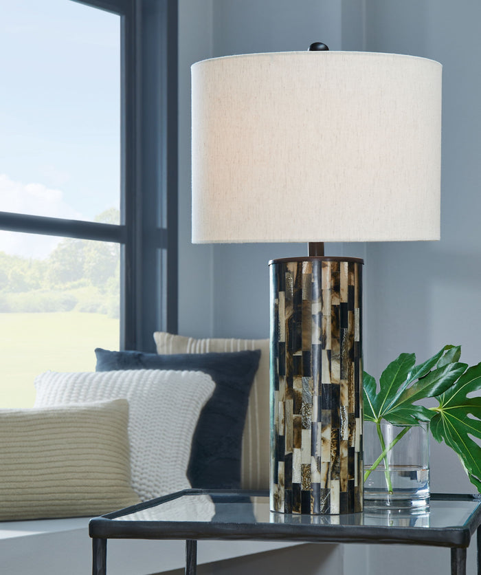 Ellford - Poly Table Lamp - Black / Brown / Cream image 4