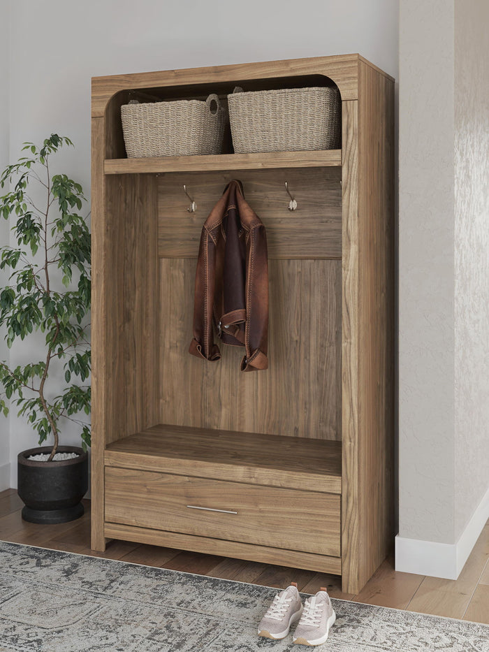 Dovander - Hall Tree With Storage Bench - Brown image 4