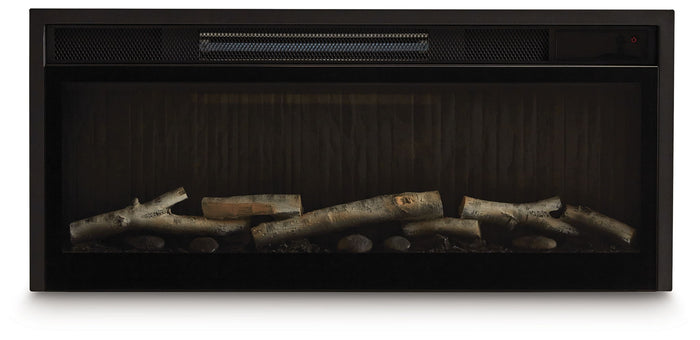 Entertainment Accessories - Fireplace Insert With Faux Birch Log Set - Black image 4