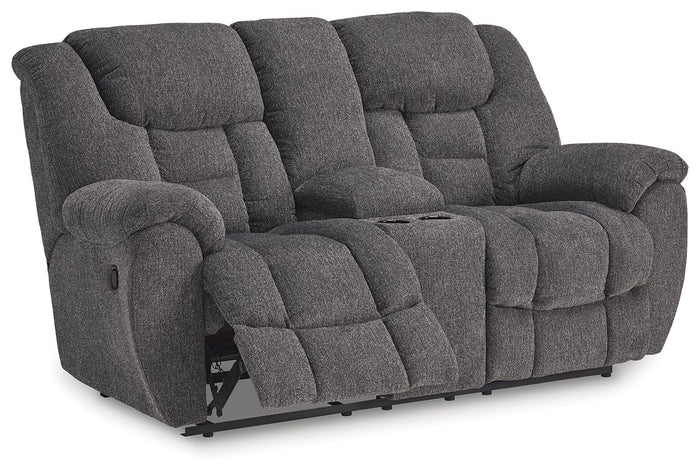 Foreside - Dbl Reclining Loveseat With Console - Fabric - Charcoal image 3