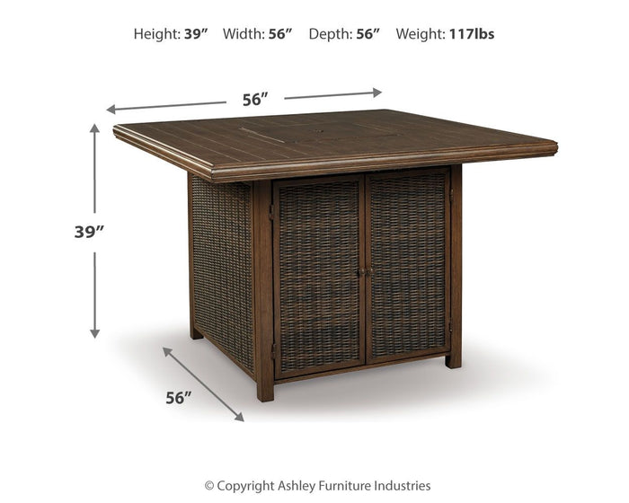 Paradise Trail - Square Bar Table w/Fire Pit - Medium Brown image 3