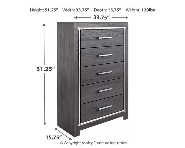 Lodanna - Five Drawer Chest - Gray image 2