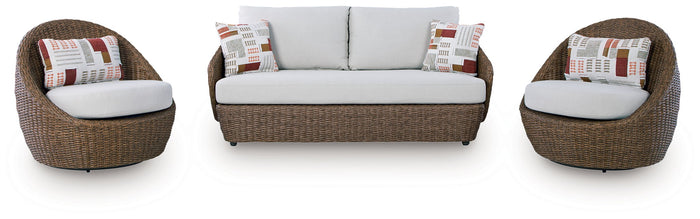 Double Point - Loveseat, Swivel Chairs Set (Set of 3) - Beige image 1