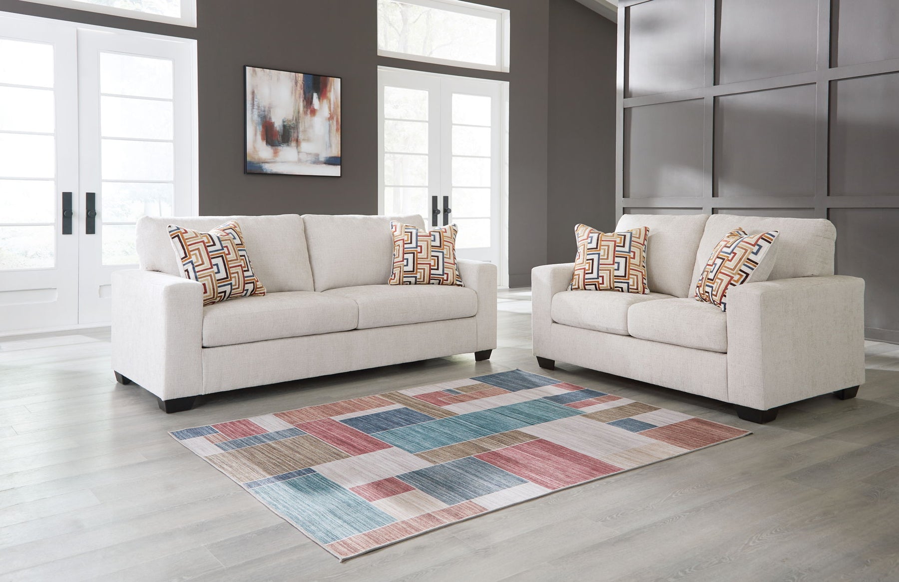 White / 2 Pc. Sofa, Loveseat