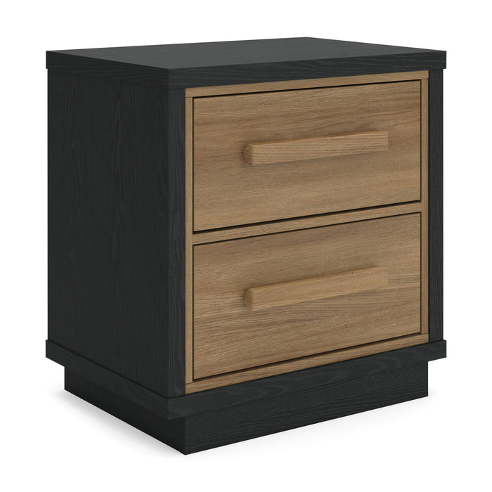 Kozmour - Two Drawer Night Stand - Black / Brown image 1