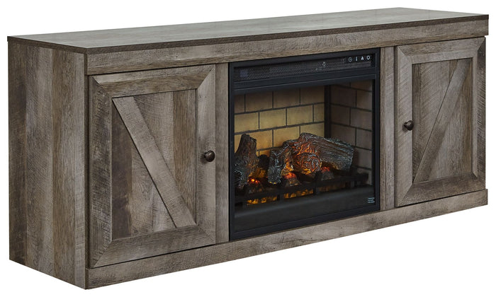 Wynnlow - TV Stand With Faux Firebrick Fireplace Insert - Gray image 3