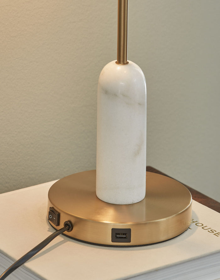 Rowleigh - Marble Desk Lamp - Gold Finish / White image 4