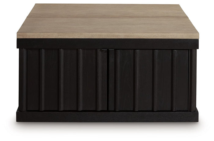 Rylandyn - Lift Top Cocktail Table - Black / Light Brown image 3