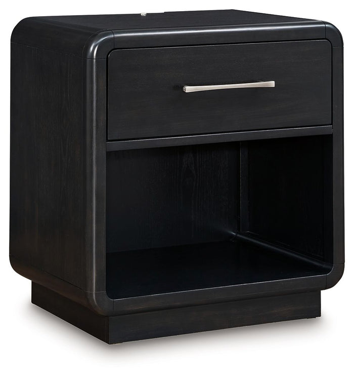 Rowanbeck - One Drawer Night Stand - Black image 1