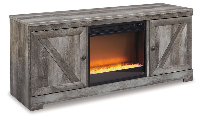 Wynnlow - 63" TV Stand With Glass/Stone Fireplace Insert - Gray image 1