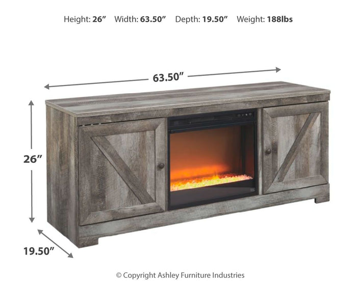 Wynnlow - 63" TV Stand With Glass/Stone Fireplace Insert - Gray image 4
