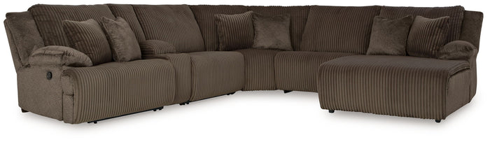 Top Tier - 6-Piece Reclining Sectional With Raf Press Back Chaise - Fabric - Chocolate image 1