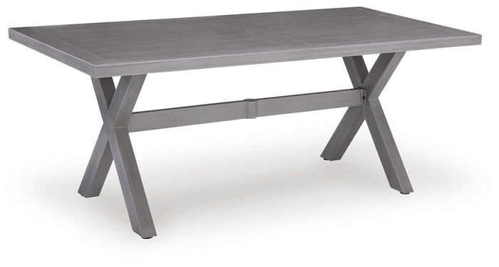 Half Moon Beach - Rectangular Dining Table With Umbrella Option - Gray image 1