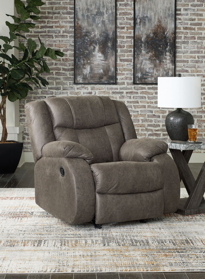 First Base - Rocker Recliner - Faux Leather - Gunmetal image 4