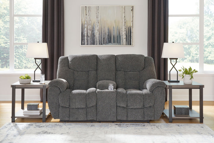Foreside - Dbl Reclining Loveseat With Console - Fabric - Charcoal image 4