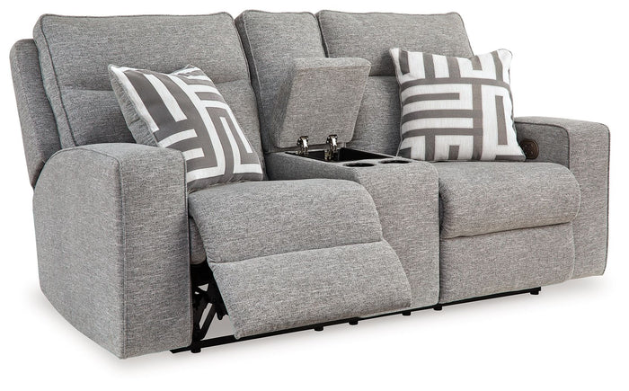 Biscoe - Power Reclining Loveseat With Console /Adj Headrest - Pewter image 4