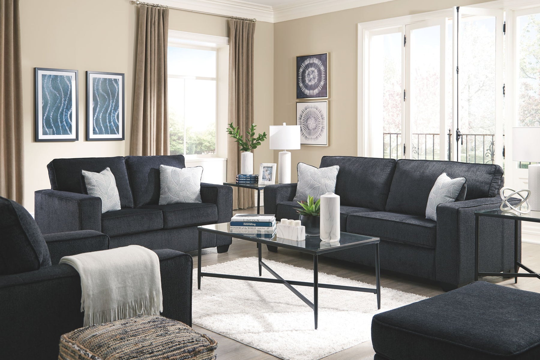 Dark Gray / 4 Pc. Sofa, Loveseat, Chair, Ottoman