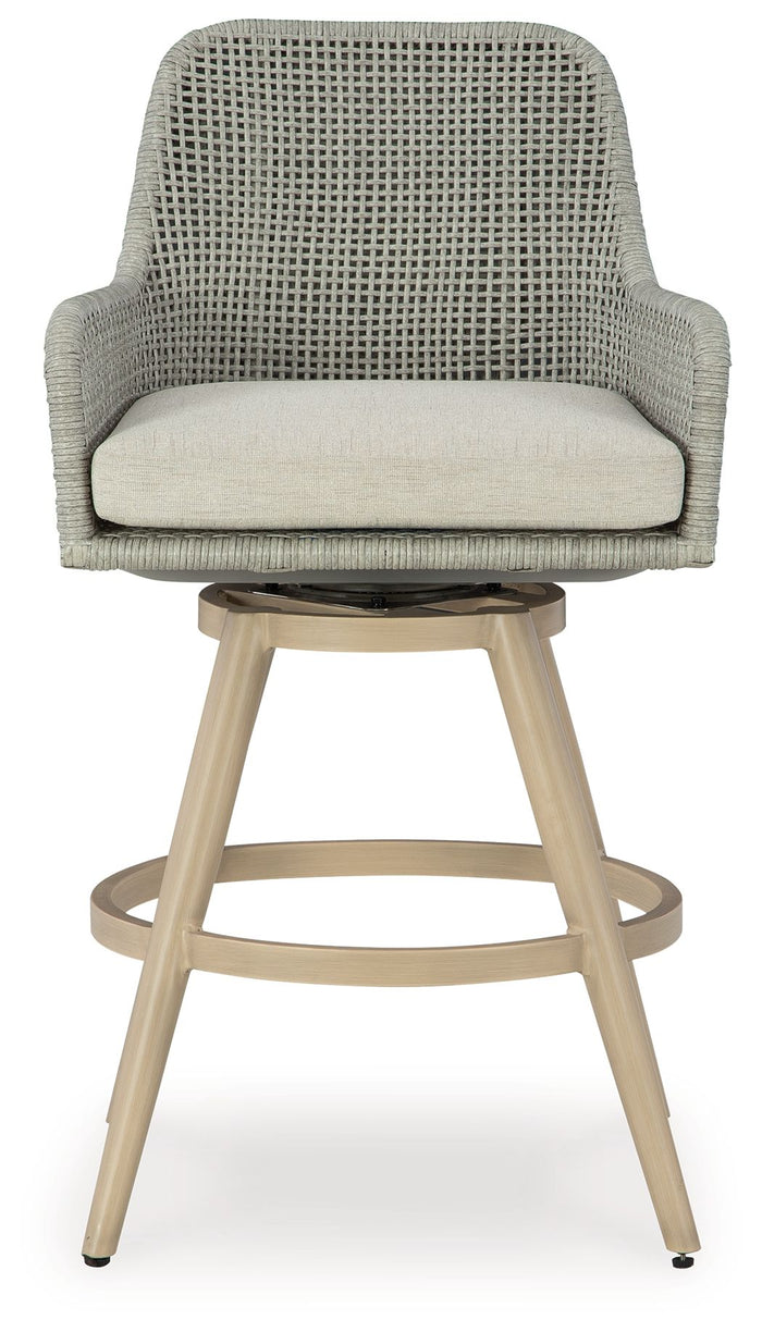Seton Creek - Barstool With Cushion (Set of 2) - Beige / Gray image 3