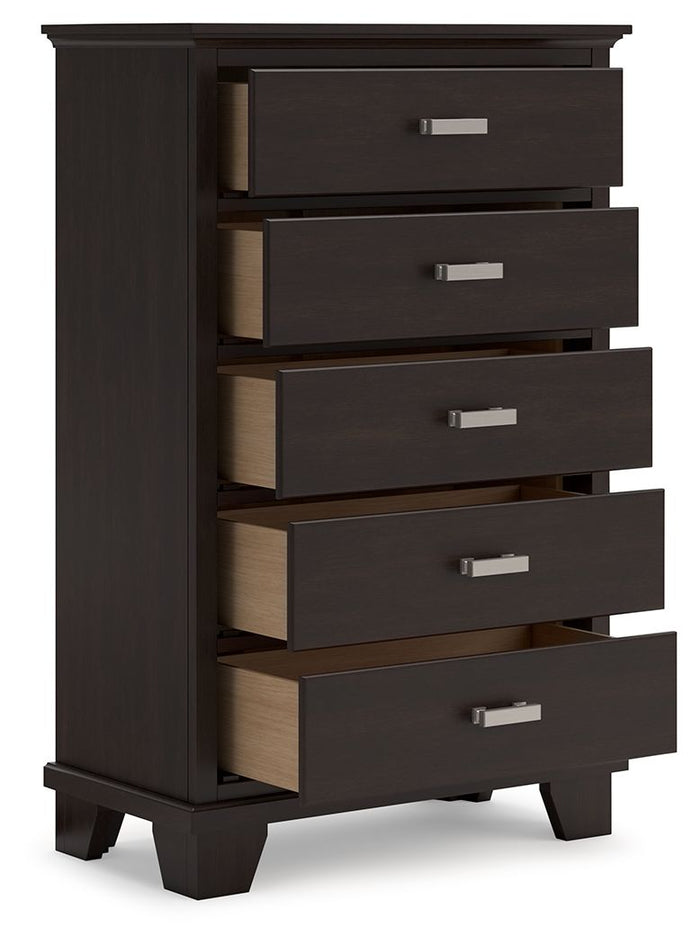 Covetown - Five Drawer Chest - Dark Brown image 4