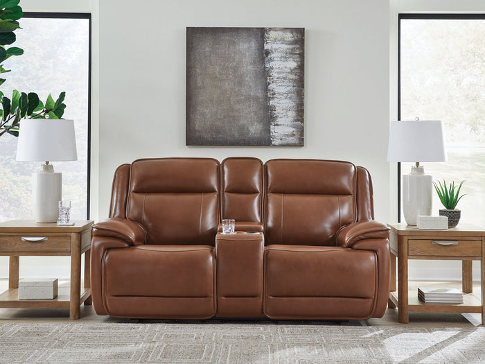 Healy Pier - Power Reclining Loveseat With Console / Adj Headrest - Chocolate image 4