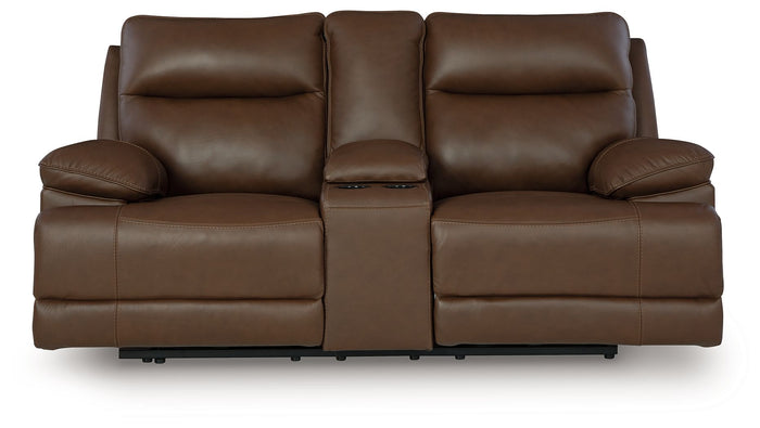 Vonryan - Power Reclining Loveseat With Console / Adj Headrest - Tobacco image 2
