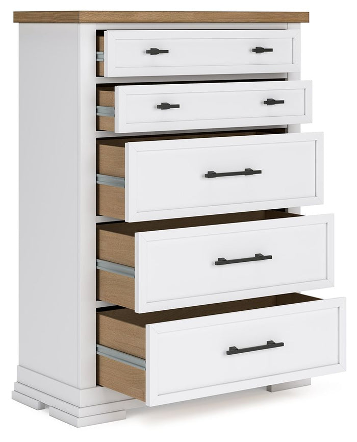 Ashbryn - Five Drawer Chest - White / Natural image 4